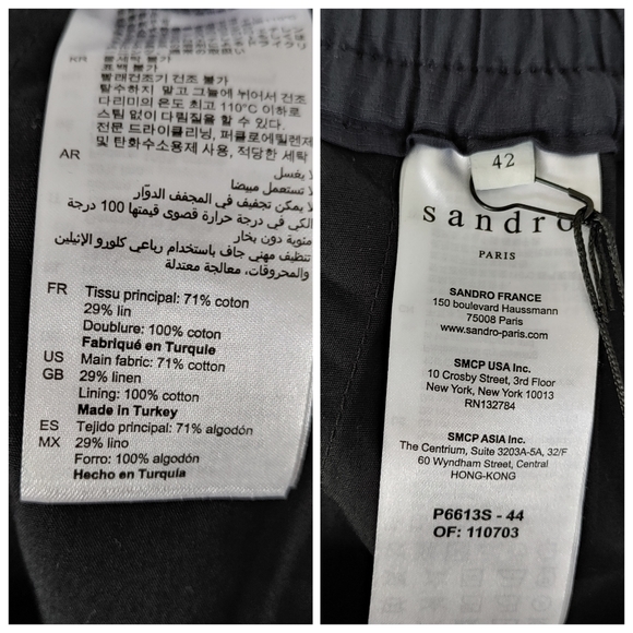 NWT Sandro Smart Cotton Linen Trousers Size US 34 EU 42 Navy Blue - Picture 14 of 15
